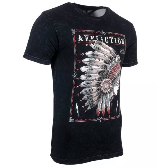 AFFLICTION SENECA Men's T-shirt BLACK LAVA Biker - Picture 5 of 8